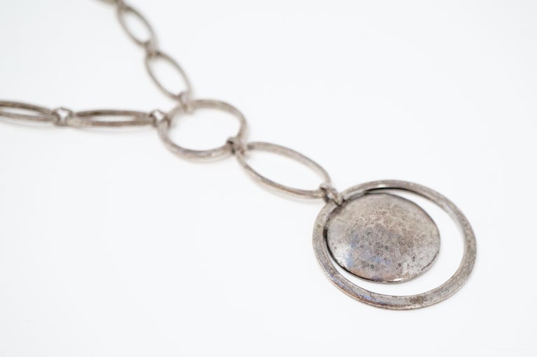 1980s Cyclope Paris Chain Toggle Necklace with Hammered Pendant