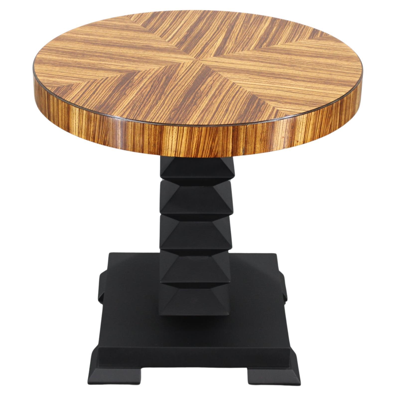 1980s Czechoslovakian Cubist Style Side Table, Veneer and Solid Wood For Sale