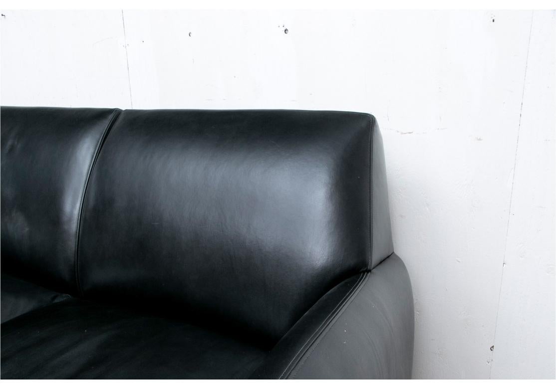 Moderne Canapé en cuir noir Dakota Jackson, 1980 en vente