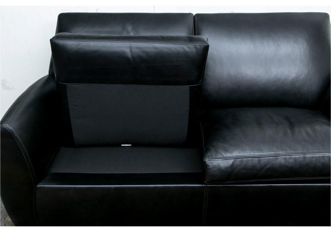 20ième siècle Canapé en cuir noir Dakota Jackson, 1980 en vente