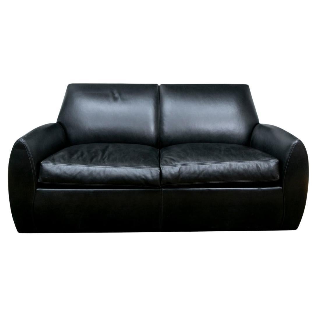 Canapé en cuir noir Dakota Jackson, 1980 en vente