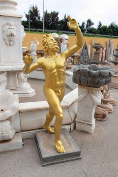 1980s Dancing Satyr Sculpture in Gilded Bronze