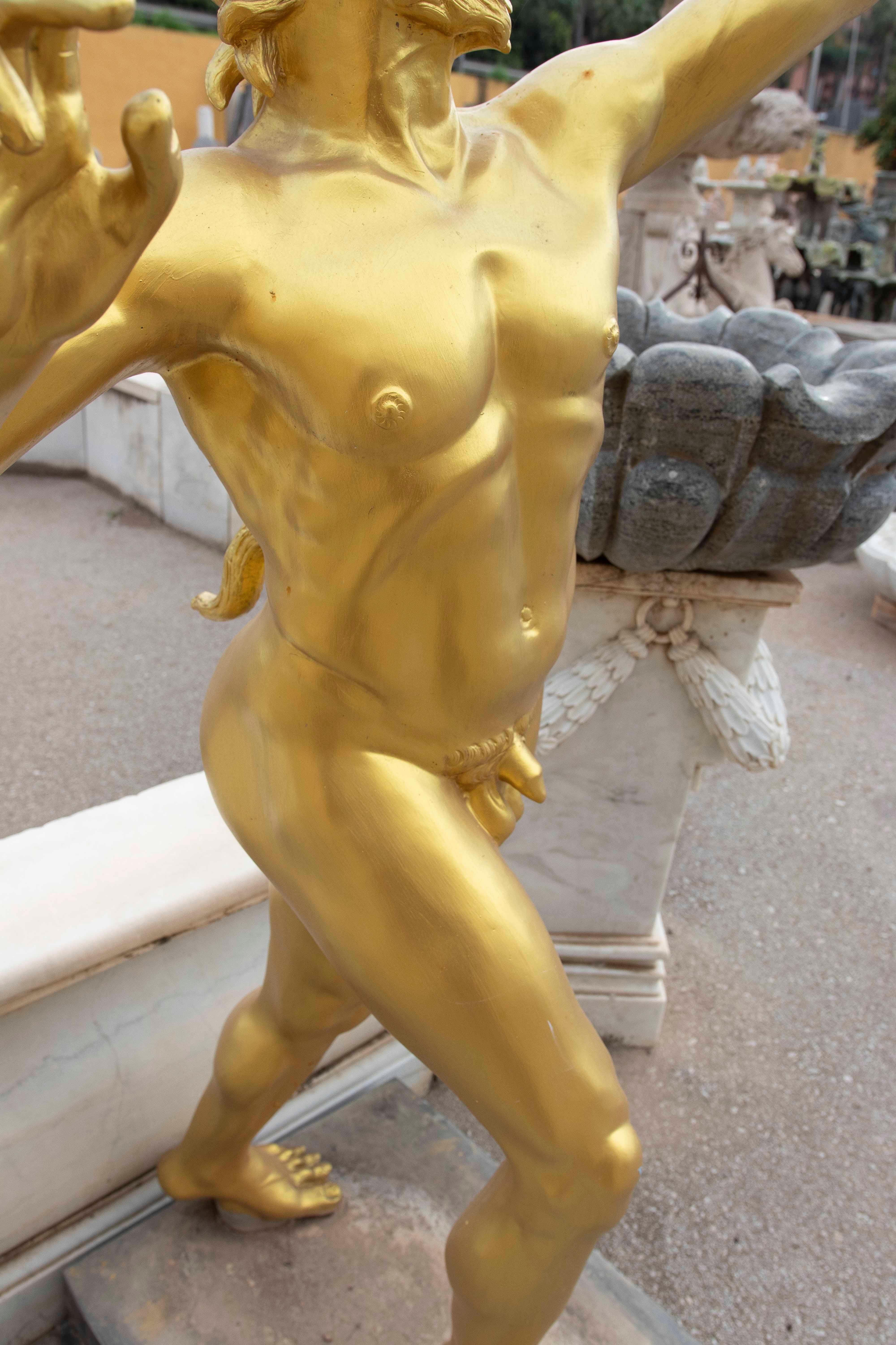 1980s Dancing Satyr Sculpture in Gilded Bronze For Sale 2