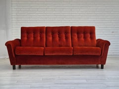 1980s, Danish 3 seater sofa, original very good condition, velour.