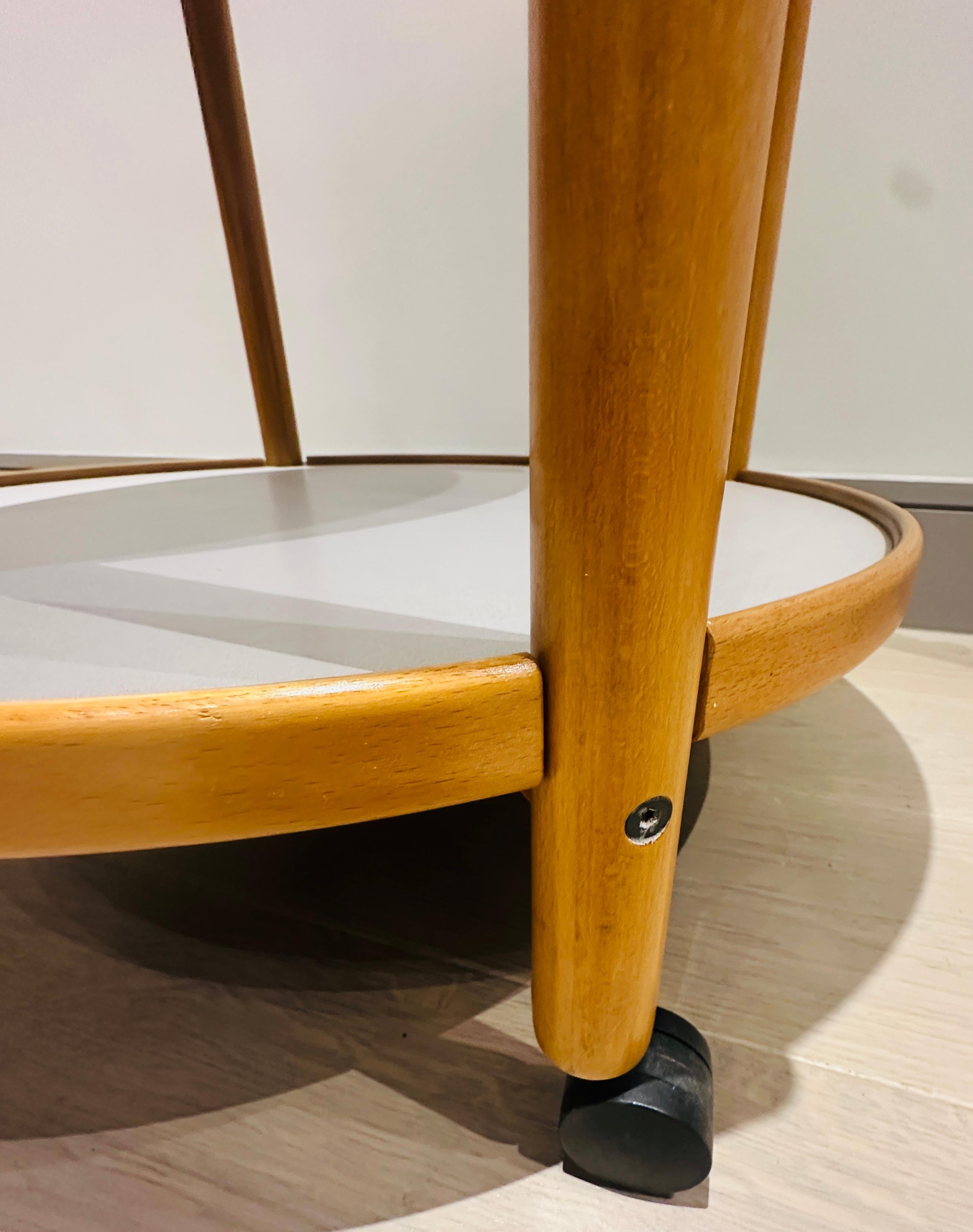 Tavolino per carrello portabevande danese degli anni '80 in beeche biondo stile Alvar Aalto in vendita 6