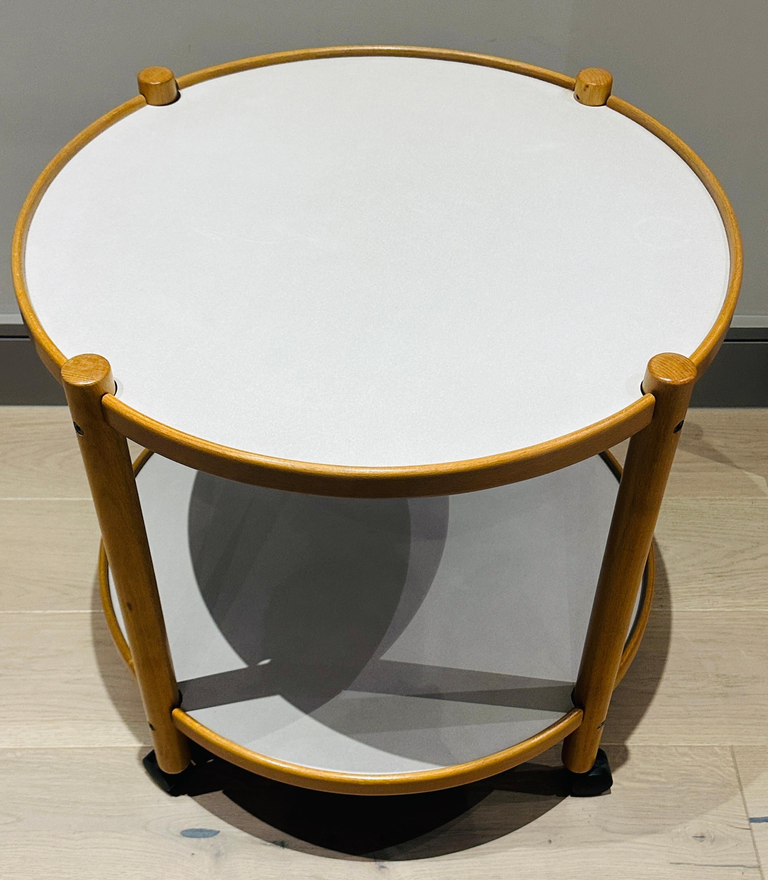 Mid-Century moderno Tavolino per carrello portabevande danese degli anni '80 in beeche biondo stile Alvar Aalto in vendita