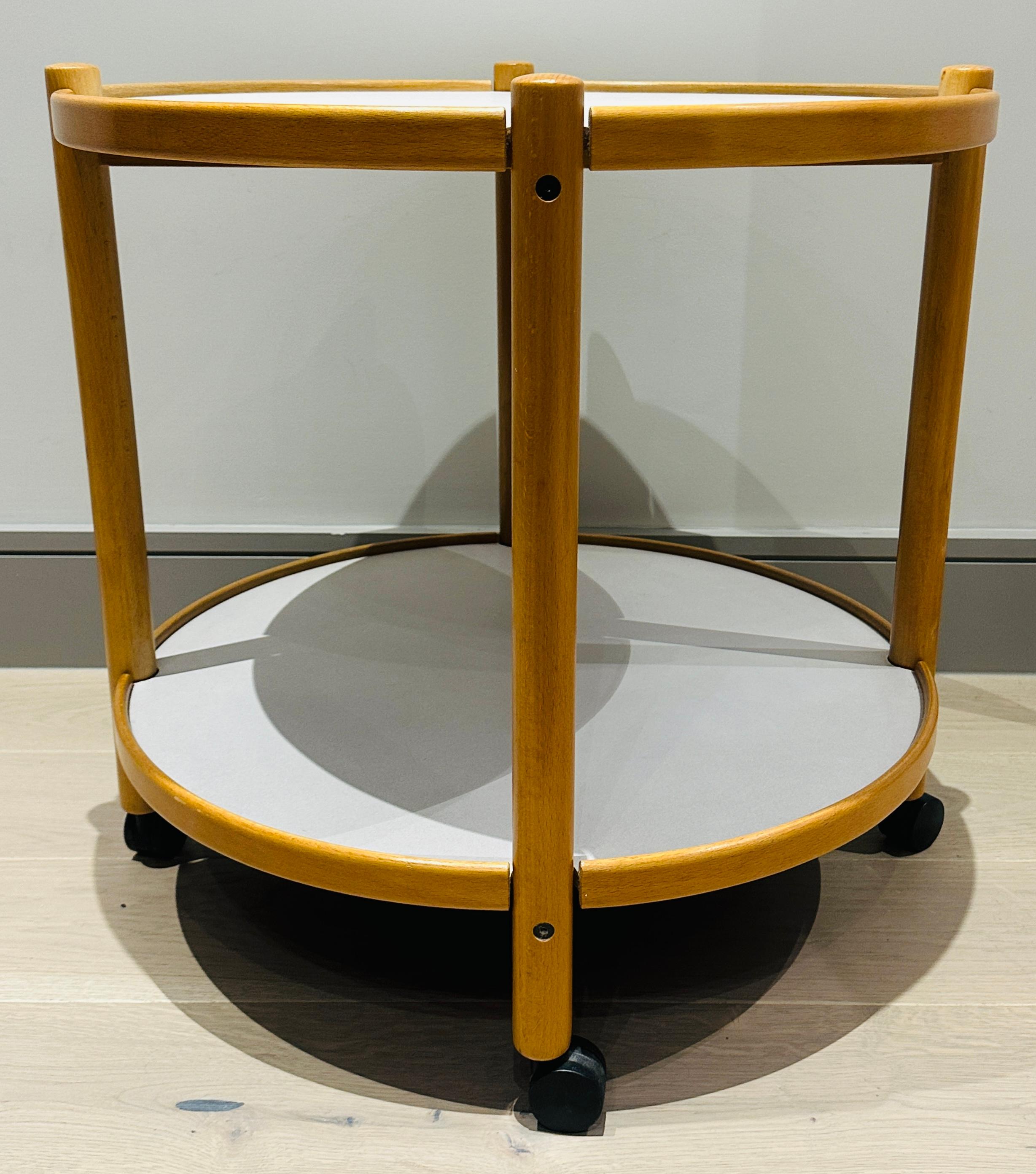 Tavolino per carrello portabevande danese degli anni '80 in beeche biondo stile Alvar Aalto in vendita 1