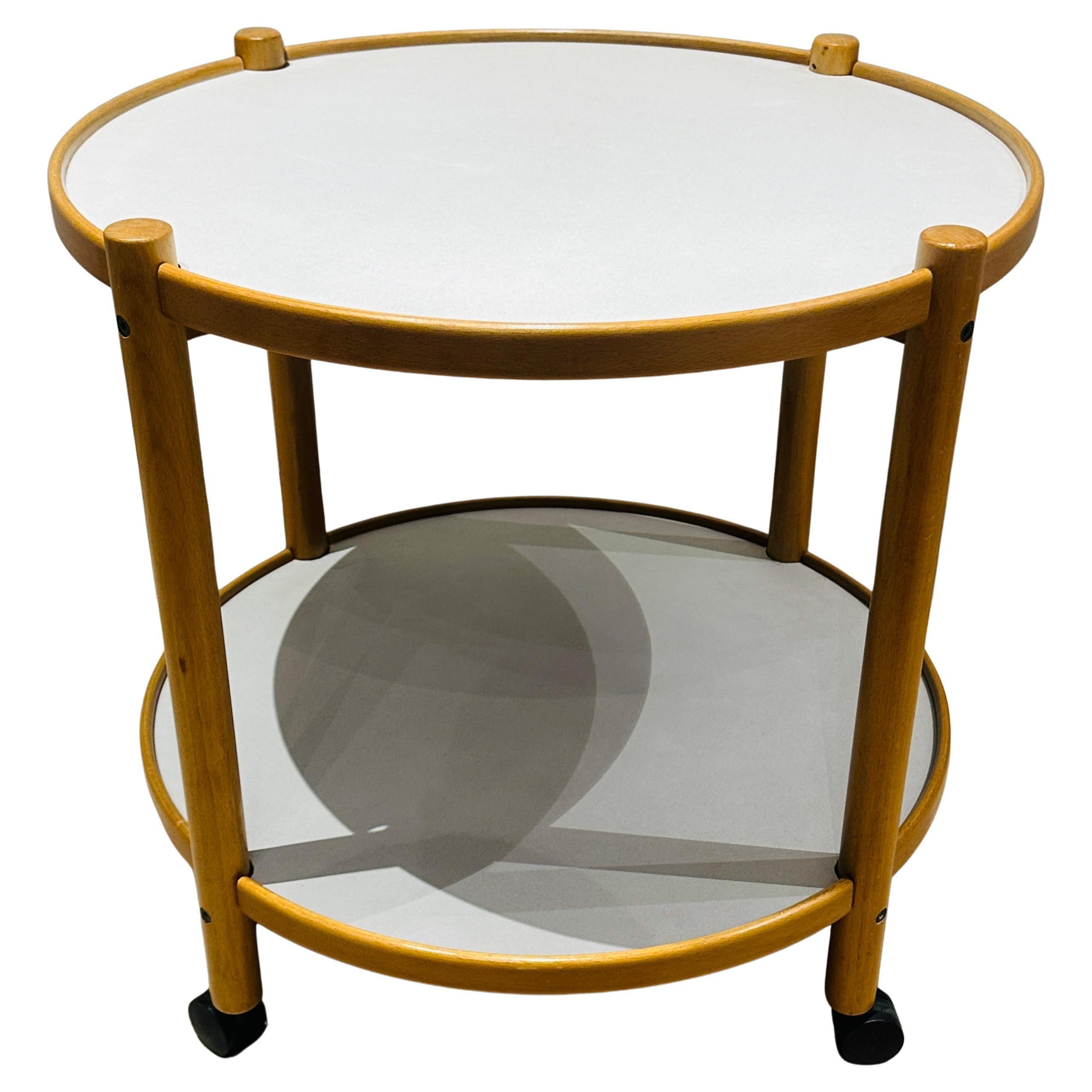 Tavolino per carrello portabevande danese degli anni '80 in beeche biondo stile Alvar Aalto in vendita
