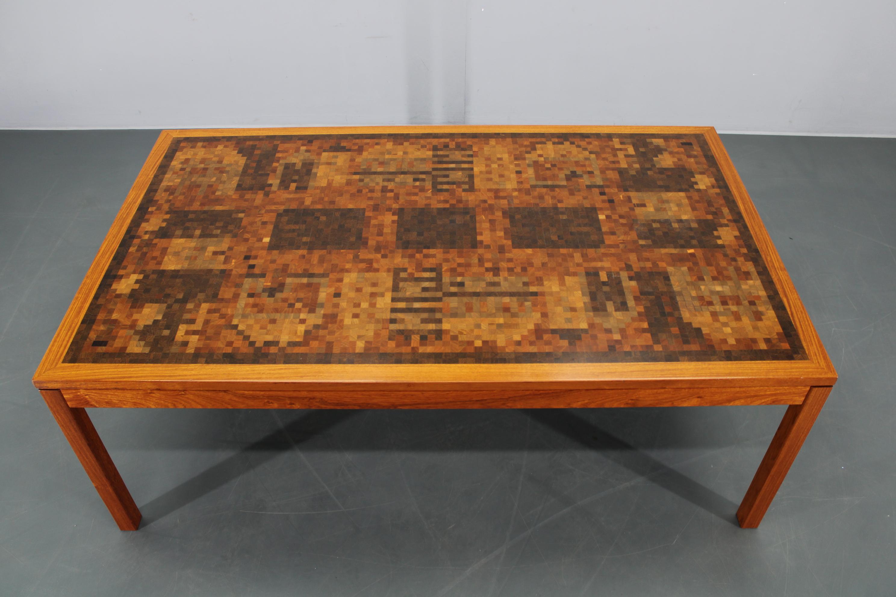 1980s Danish End-Grain Mosaic Coffee Table by Middelboe & Linduma for Tranekaer For Sale 9