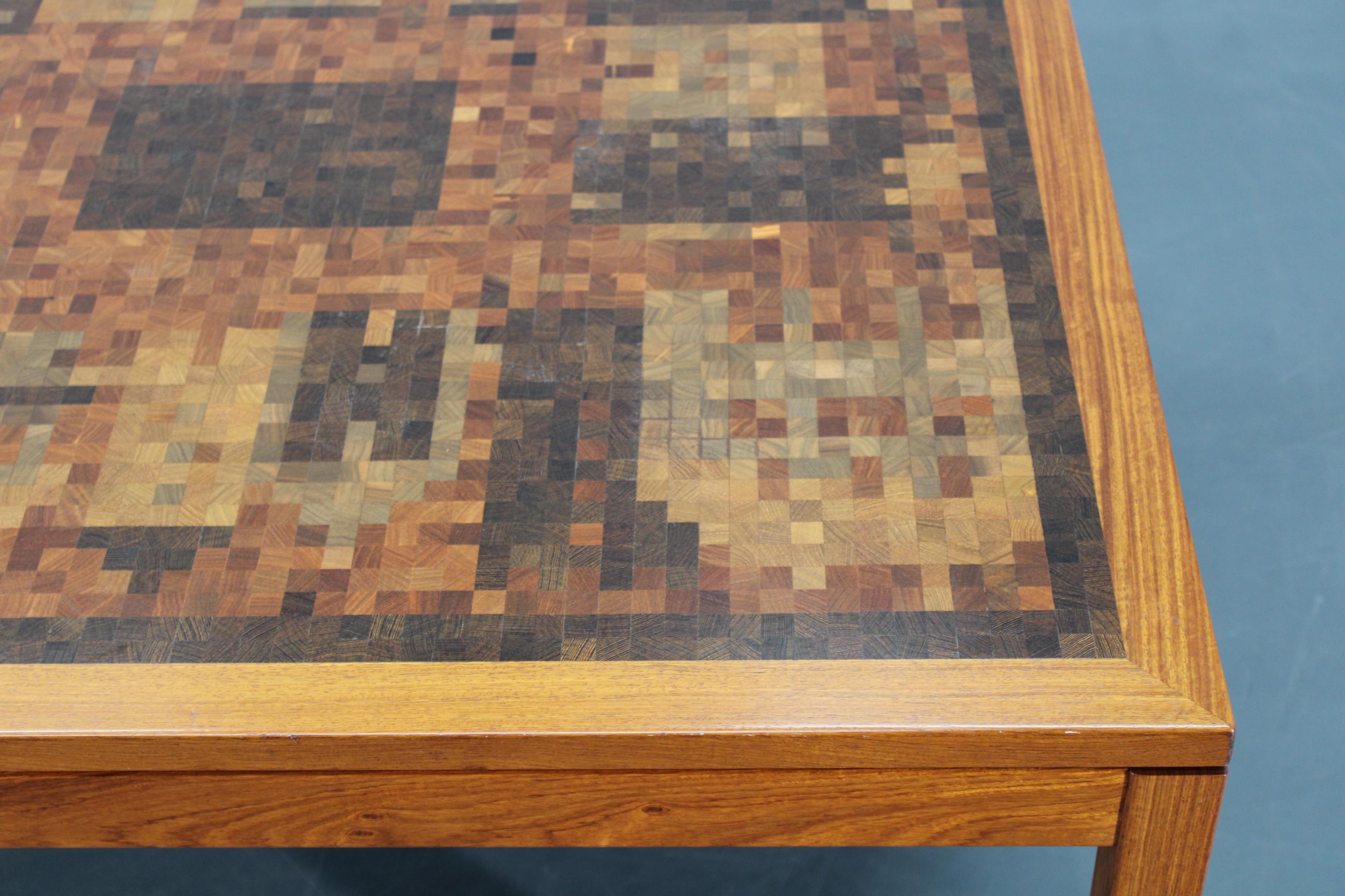 1980s Danish End-Grain Mosaic Coffee Table by Middelboe & Linduma for Tranekaer For Sale 11