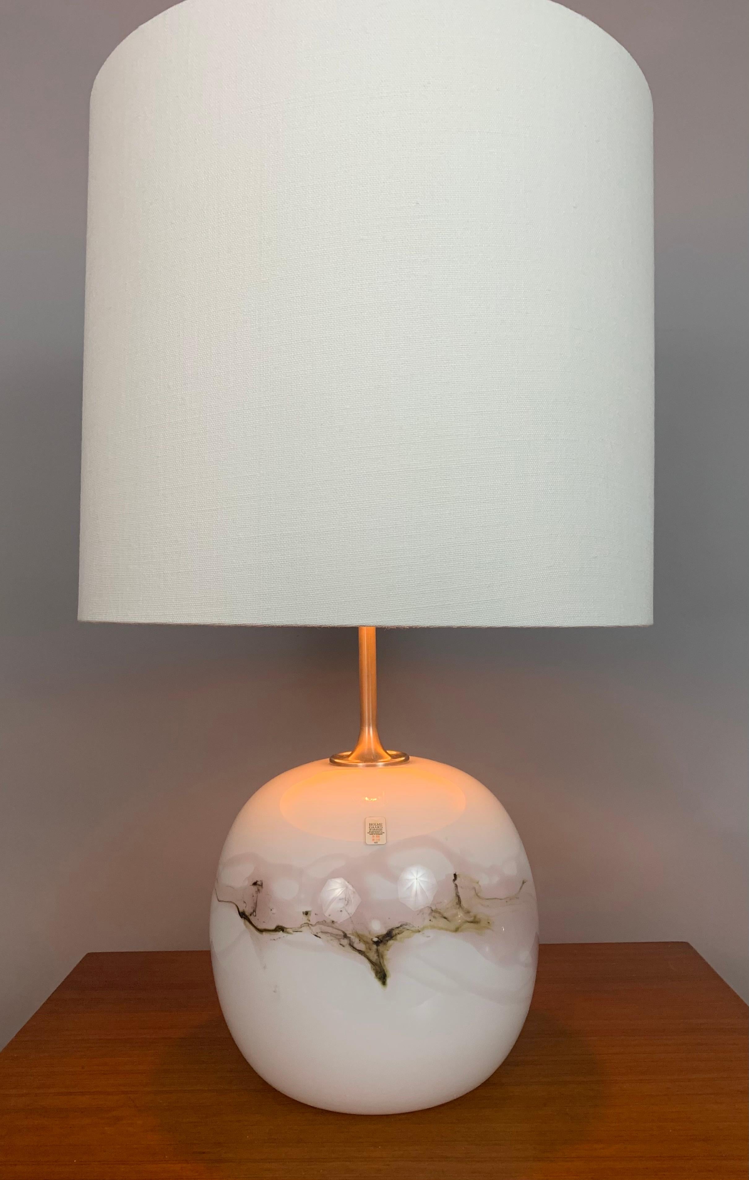 1980s Danish Holmegaard 'Sakura' Oplaine Glass Table Lamp by Michael Bang 1