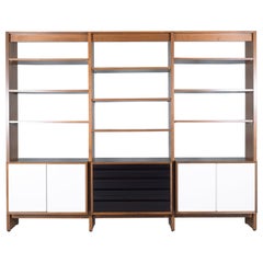 1980s Danish Mid-Century Modern Walnut Wood Wall Unit Bookcase