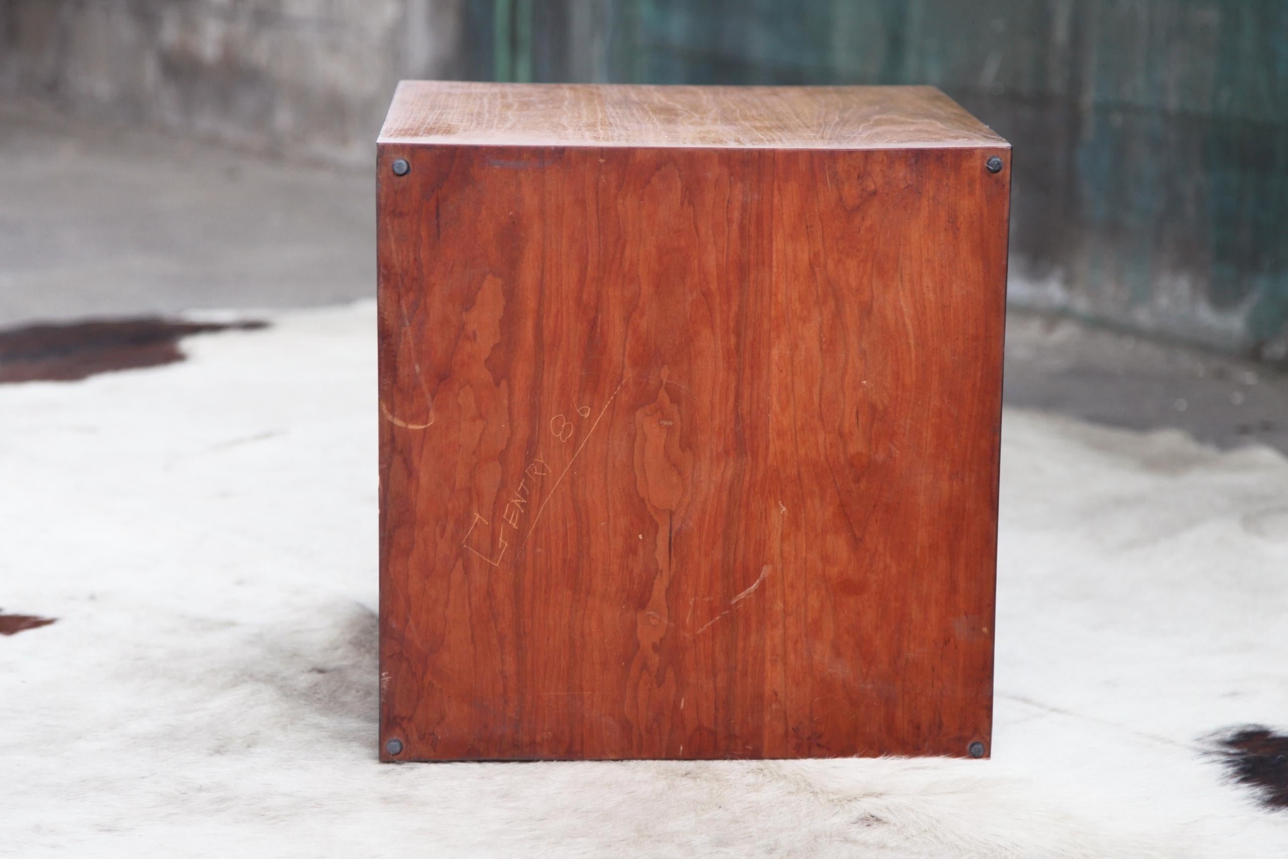 1980s Danish Modern Gentry 86 Peter Hvidt Style Teak Cube Base Glass Table For Sale 7