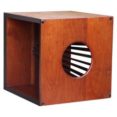 Table cubique en teck à base en verre de style danois moderne Gentry 86 de Peter Hvidt, années 1980