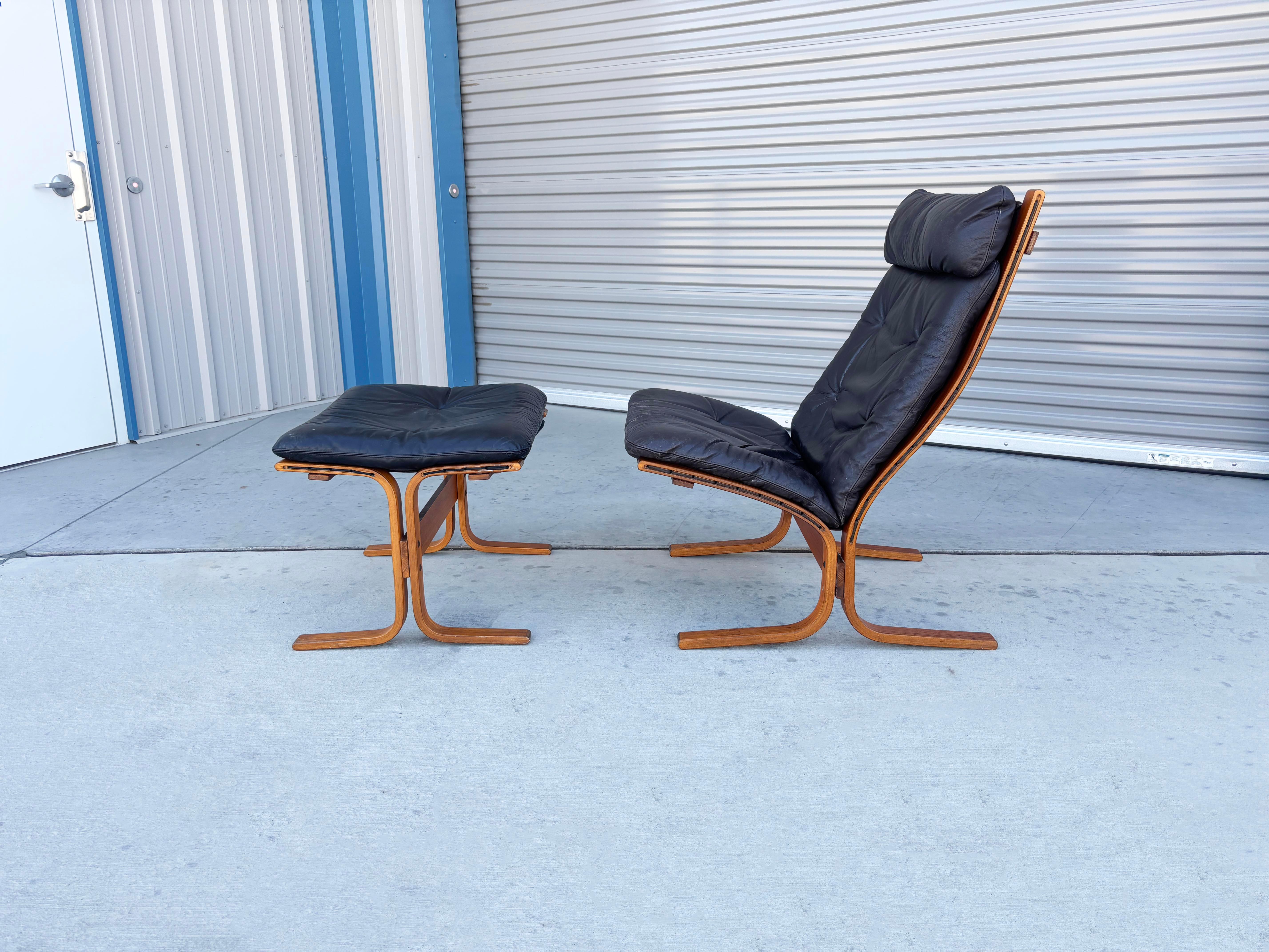 Norvégien Ensemble chaise longue et pouf 