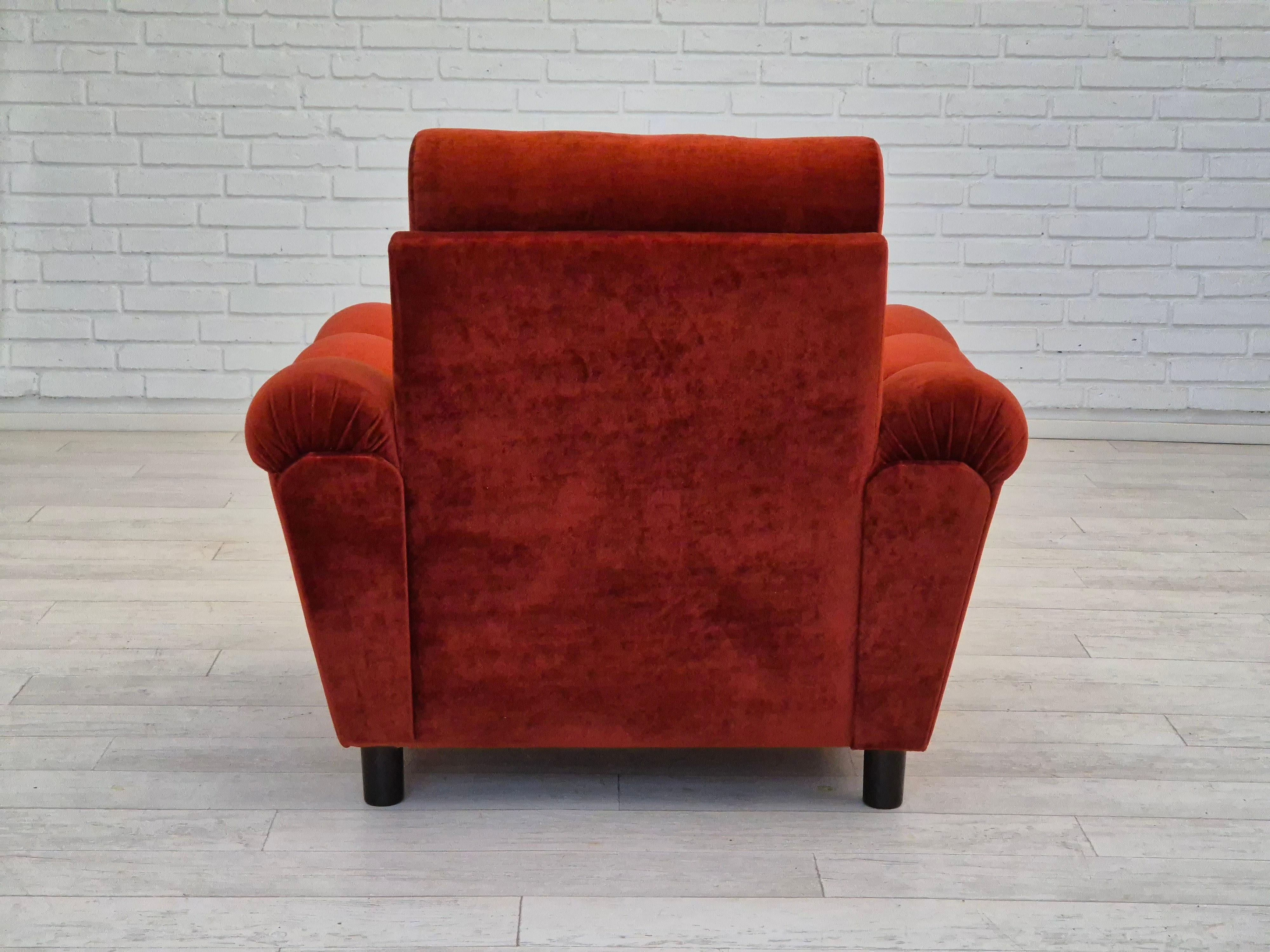 1980s, Danish relax armchair in original very good condition, velour. For Sale 4