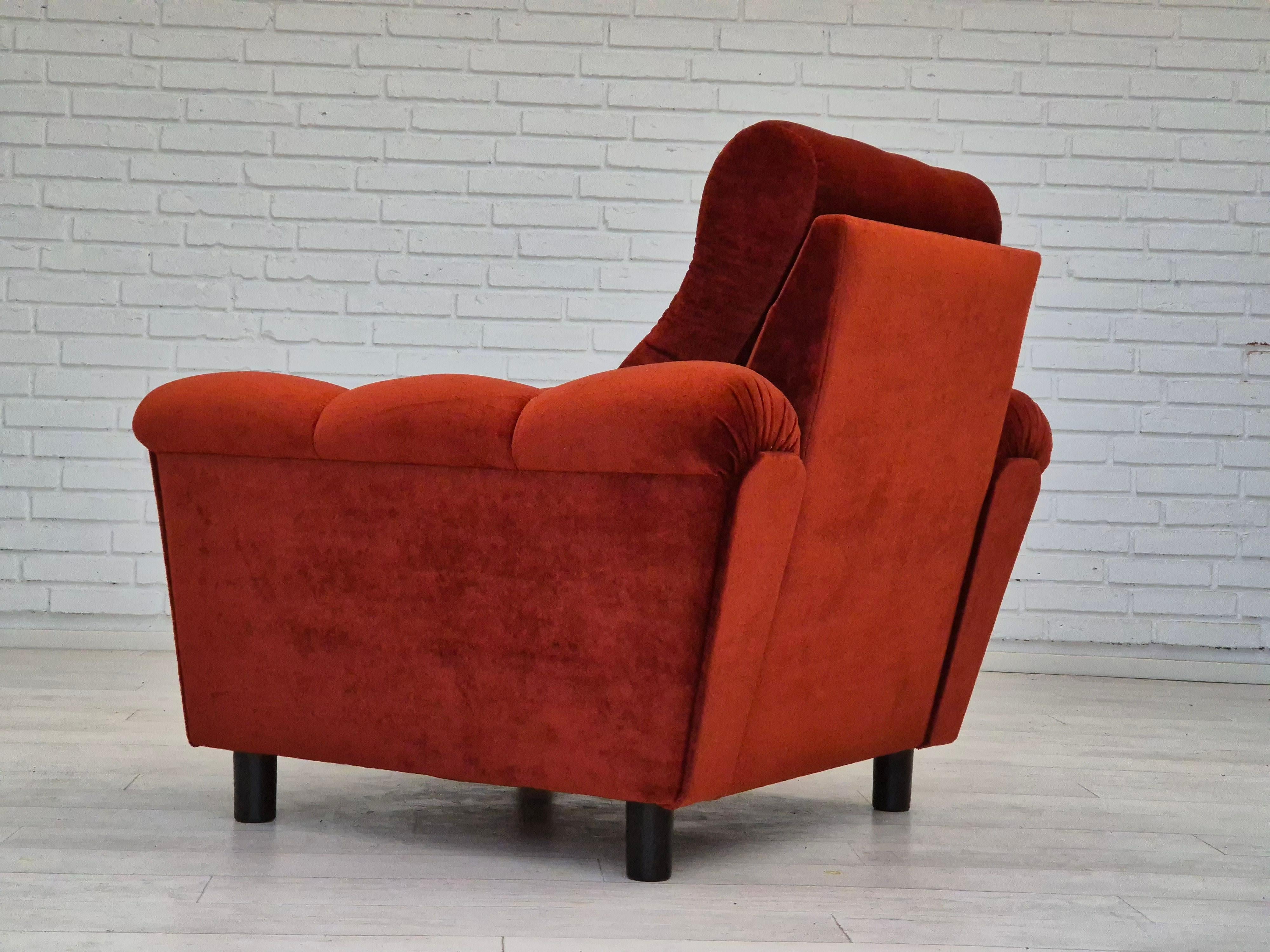 1980s, Danish relax armchair in original very good condition, velour. For Sale 6