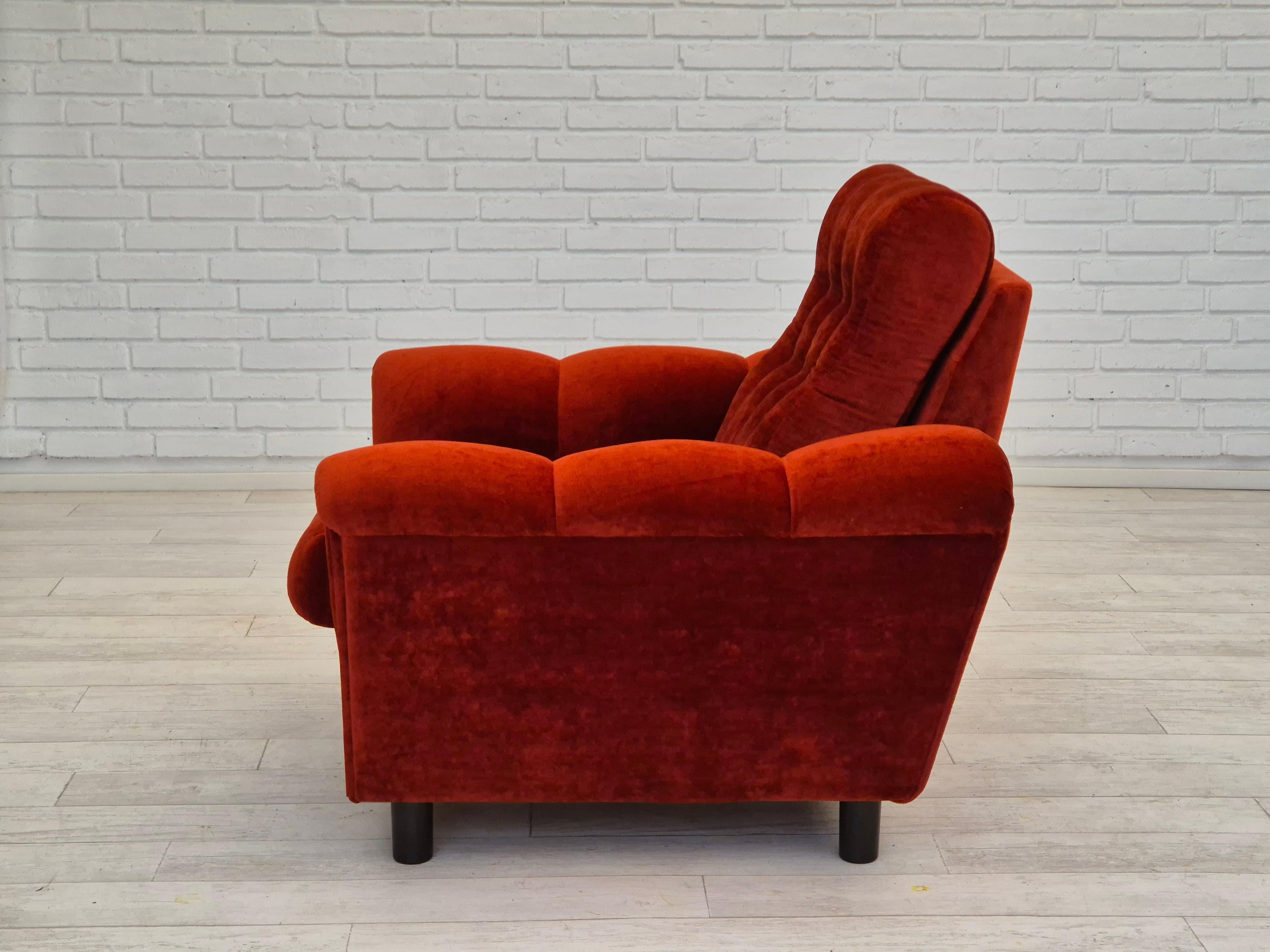 1980s, Danish relax armchair in original very good condition, velour. For Sale 8