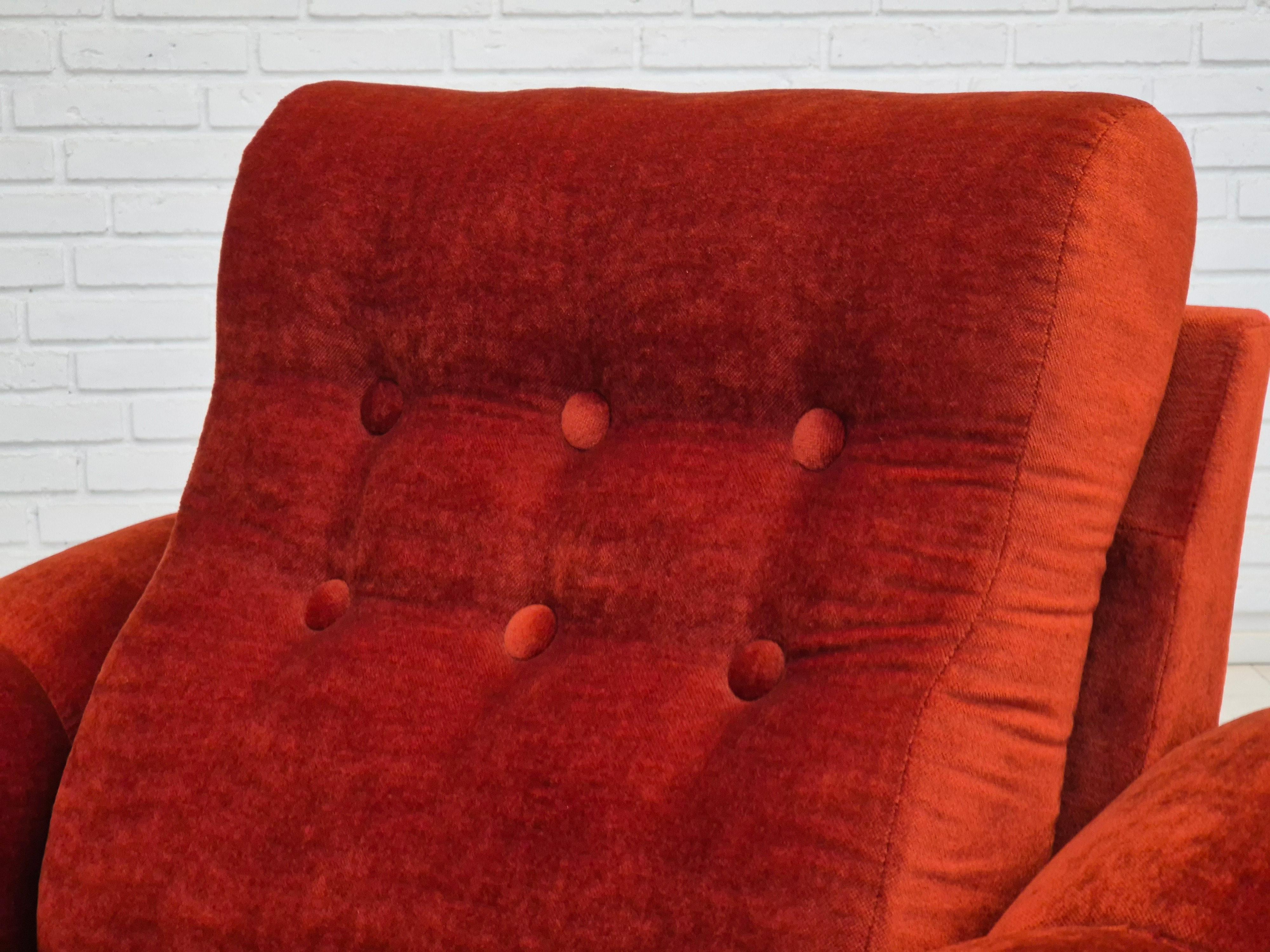 1980s, Danish relax armchair in original very good condition, velour. For Sale 9