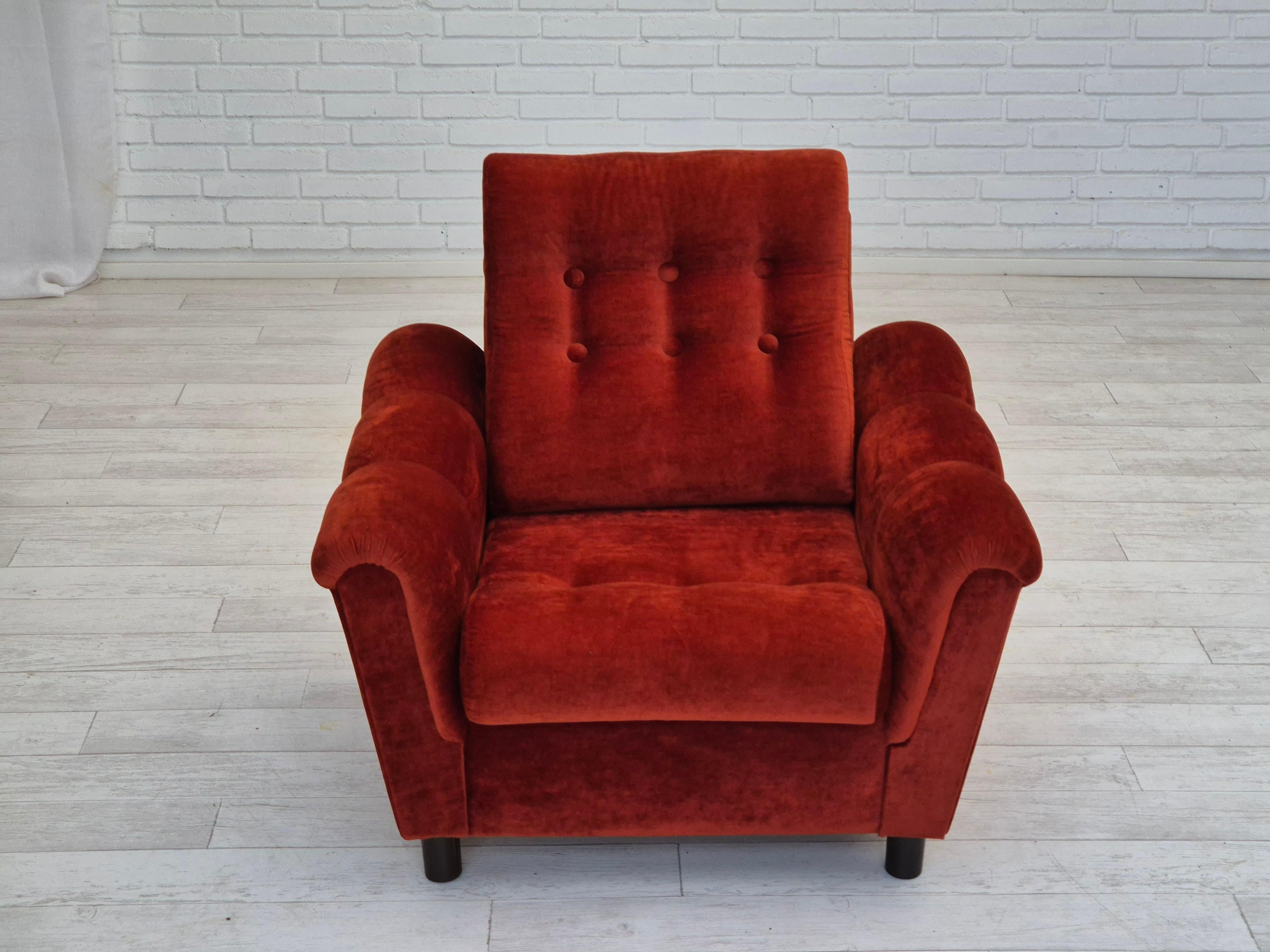 Late 20th Century 1980s, Danish relax armchair in original very good condition, velour. For Sale
