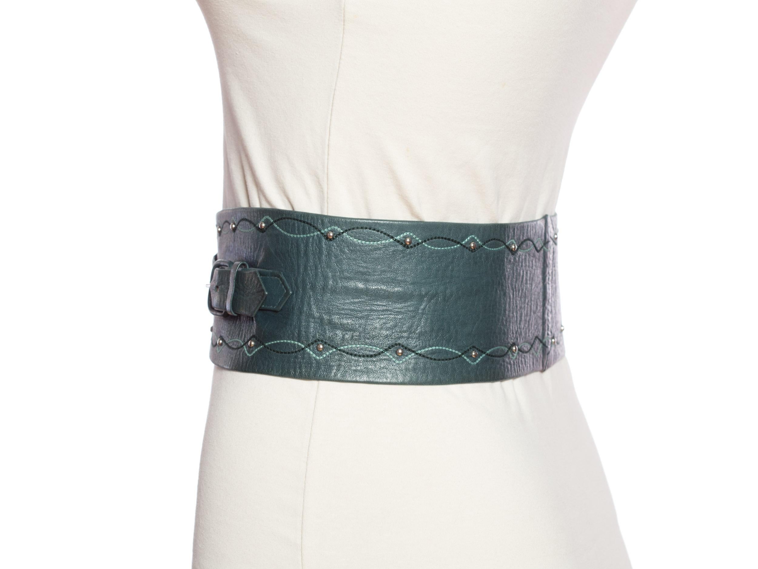 Gray 1980'S Dark Green Immaculate Leather Wide Set Belt