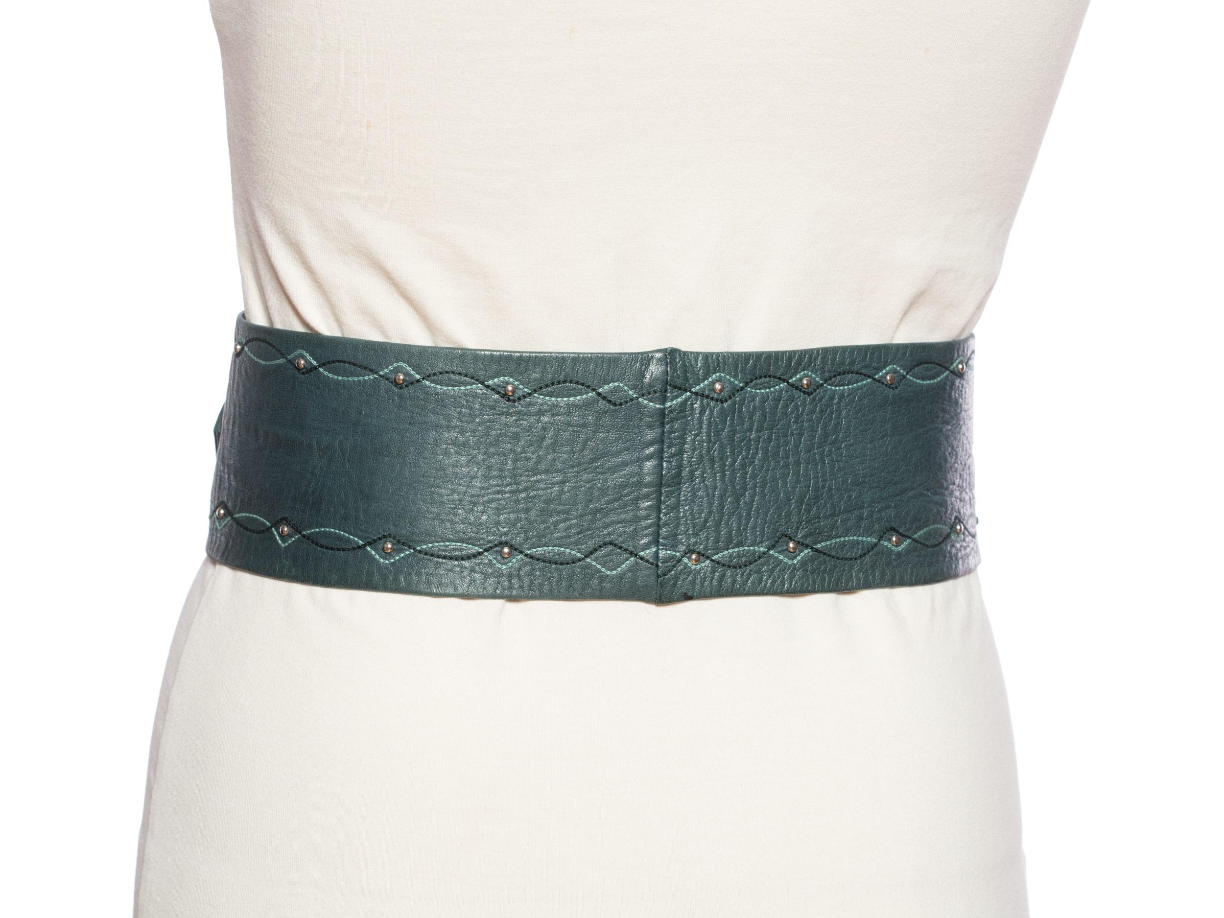 Women's 1980'S Dark Green Immaculate Leather Wide Set Belt