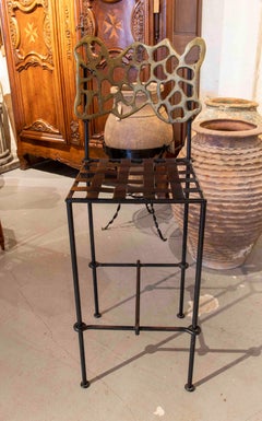 Sedia da bar in ferro e bronzo di David Marshall del 1980