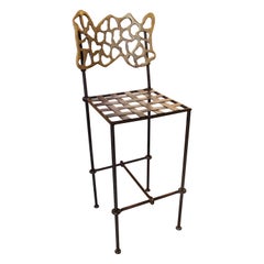 1980s David Marshall Iron and Bronze Bar Chair