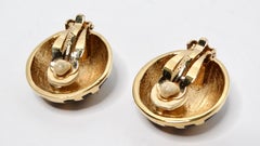 1980s David Webb Inspired Black Enamel & 18k Gold Plated Striped Earrings