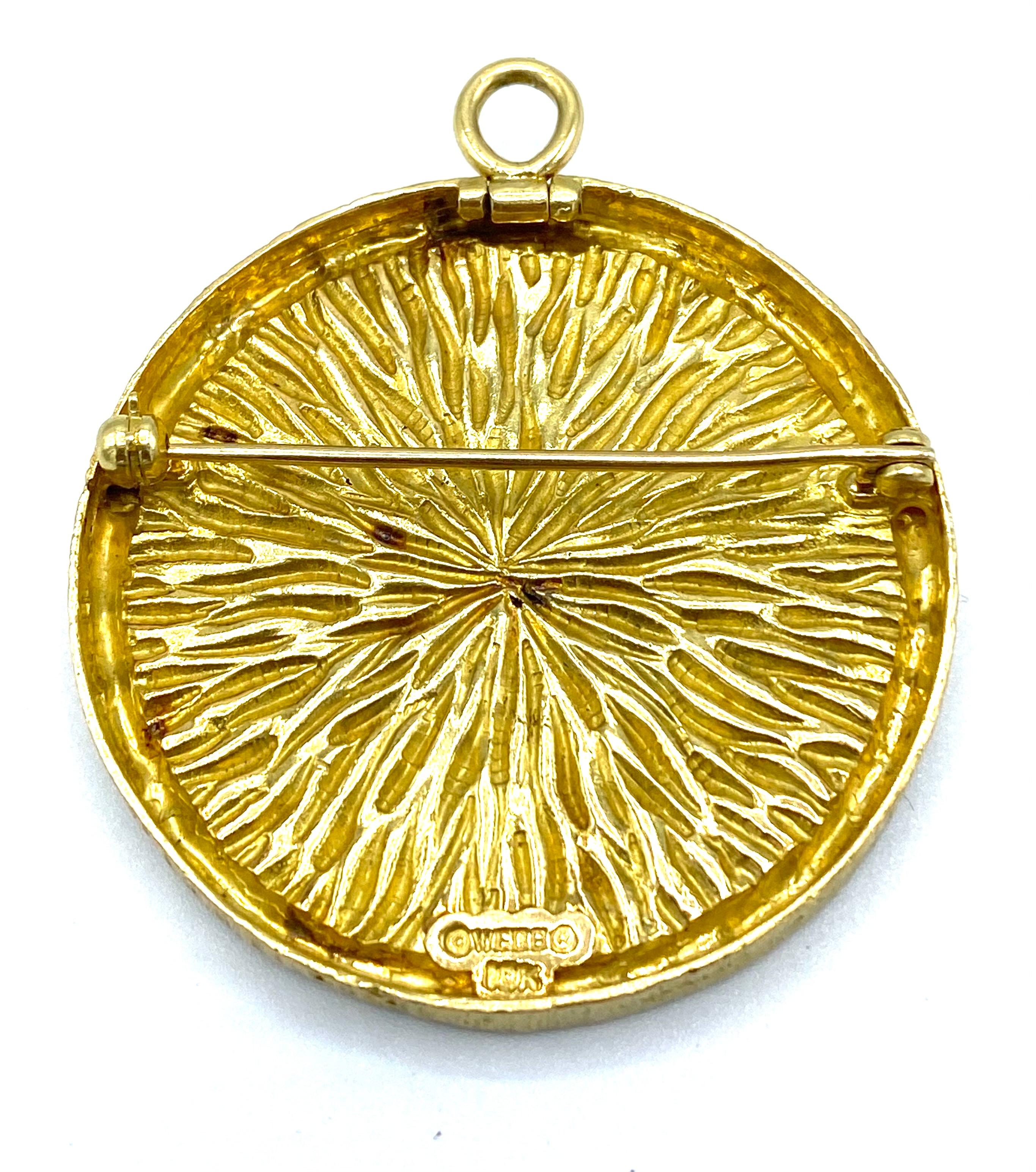 1980's David Webb Yellow Gold Astrological Sign Aries Pendant and Brooch In Excellent Condition In Beverly Hills, CA