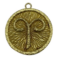 1980's David Webb Yellow Gold Astrological Sign Aries Pendant and Brooch