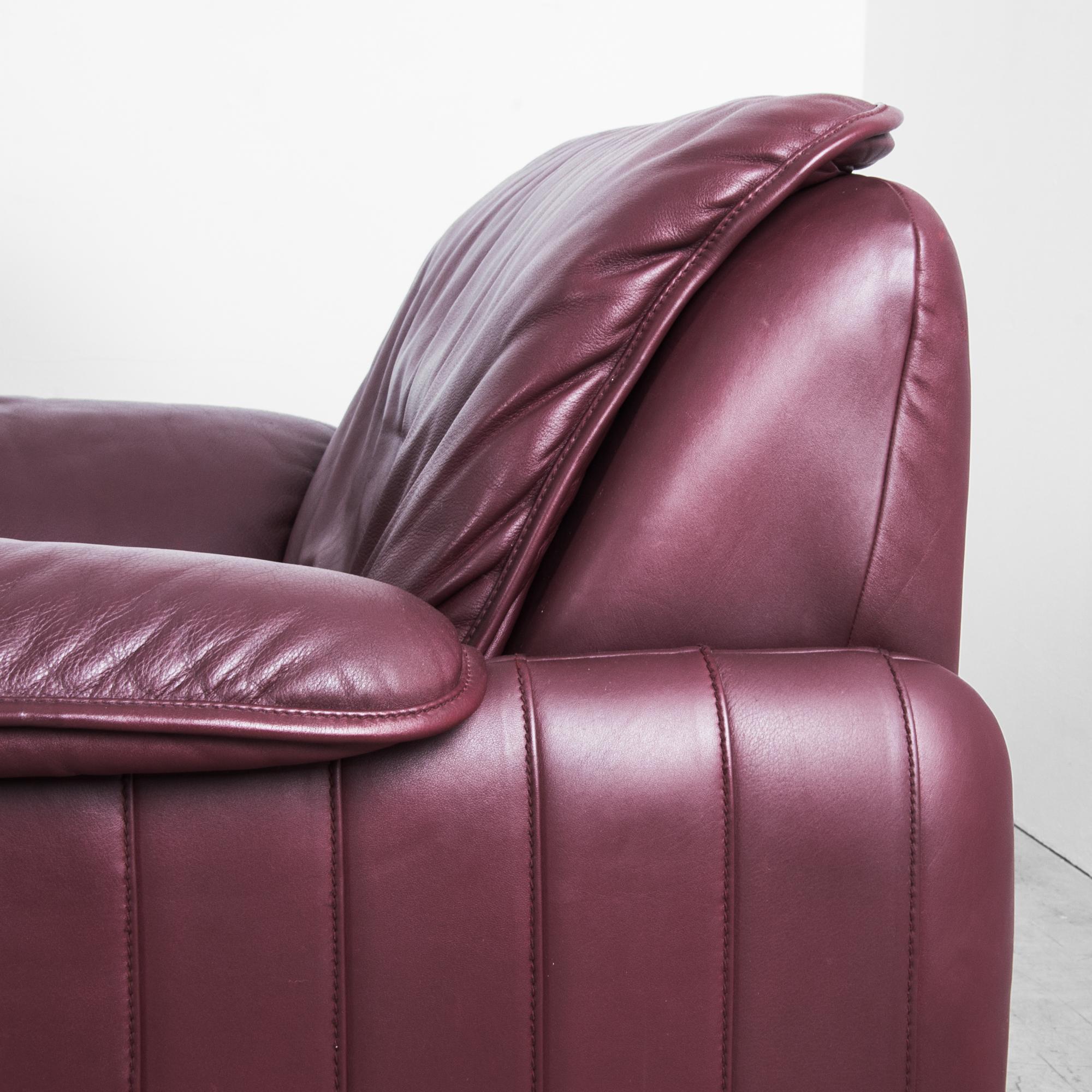Late 20th Century 1980s De Sede Maroon Leather Sofa Set