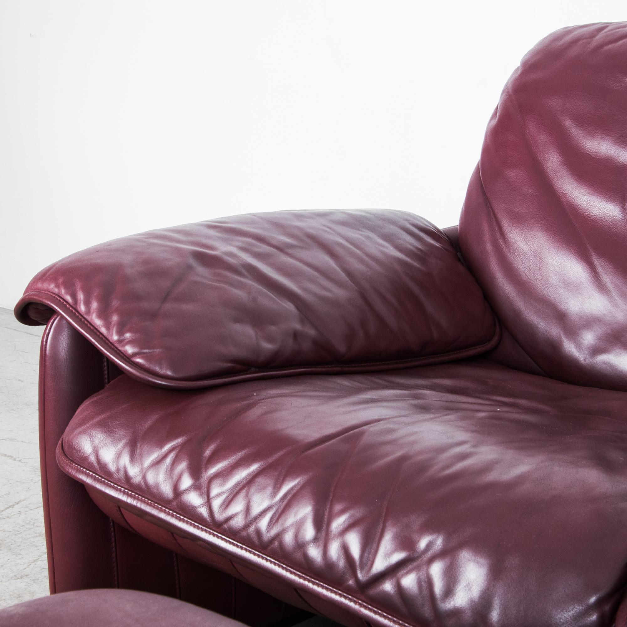 1980s De Sede Maroon Leather Sofa Set 1