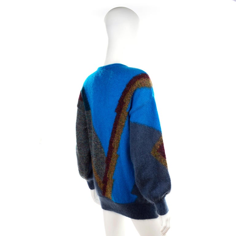 1980s Deadstock Escada Margaretha Ley Star Snowflake Mohair Wool Sweater w Tag In New Condition For Sale In Portland, OR