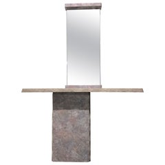 Antique 1980s Deco Laminate Console with Unattached Hanging Mirror