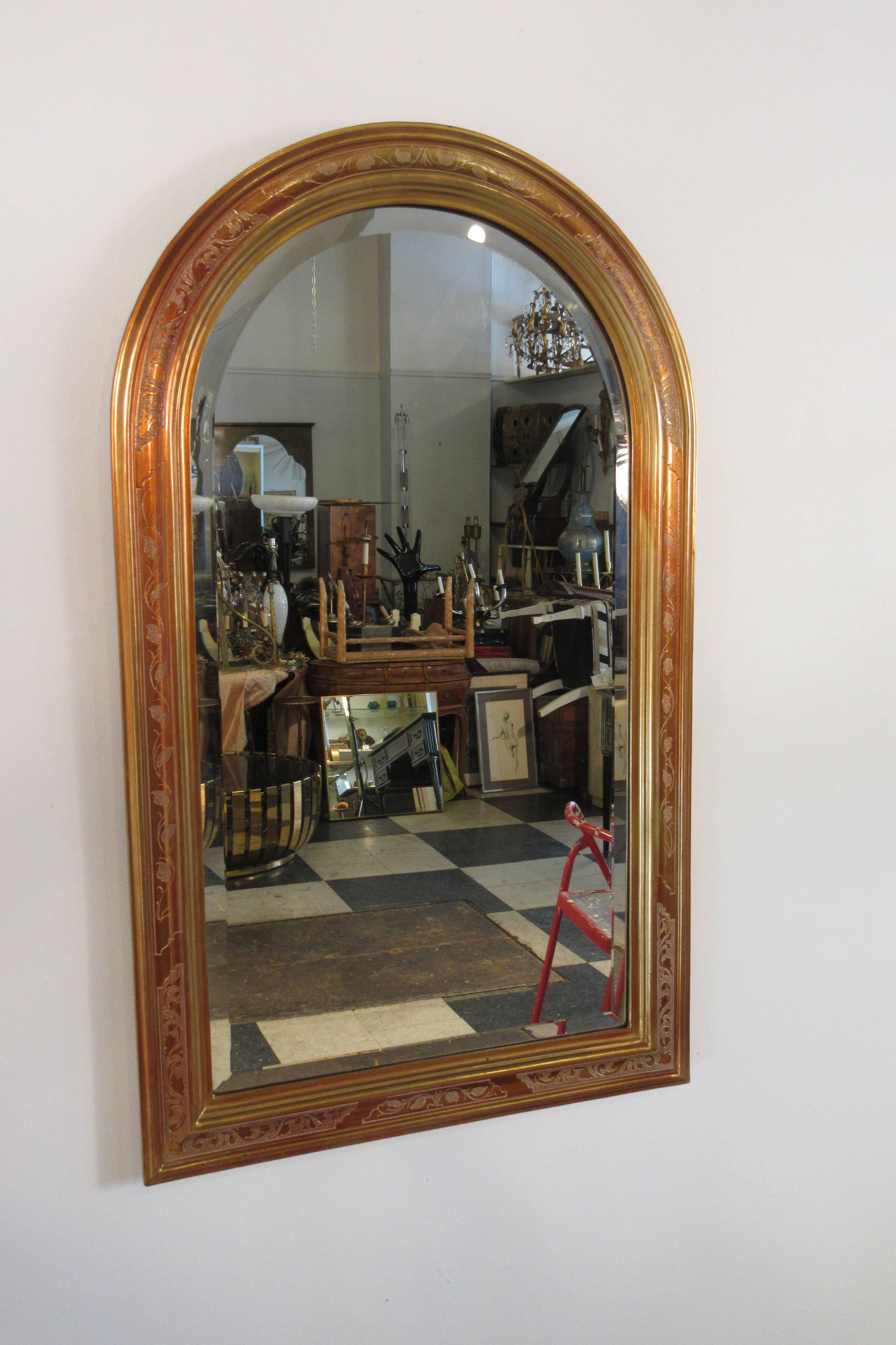 1980s decorative beveled glass mirror.