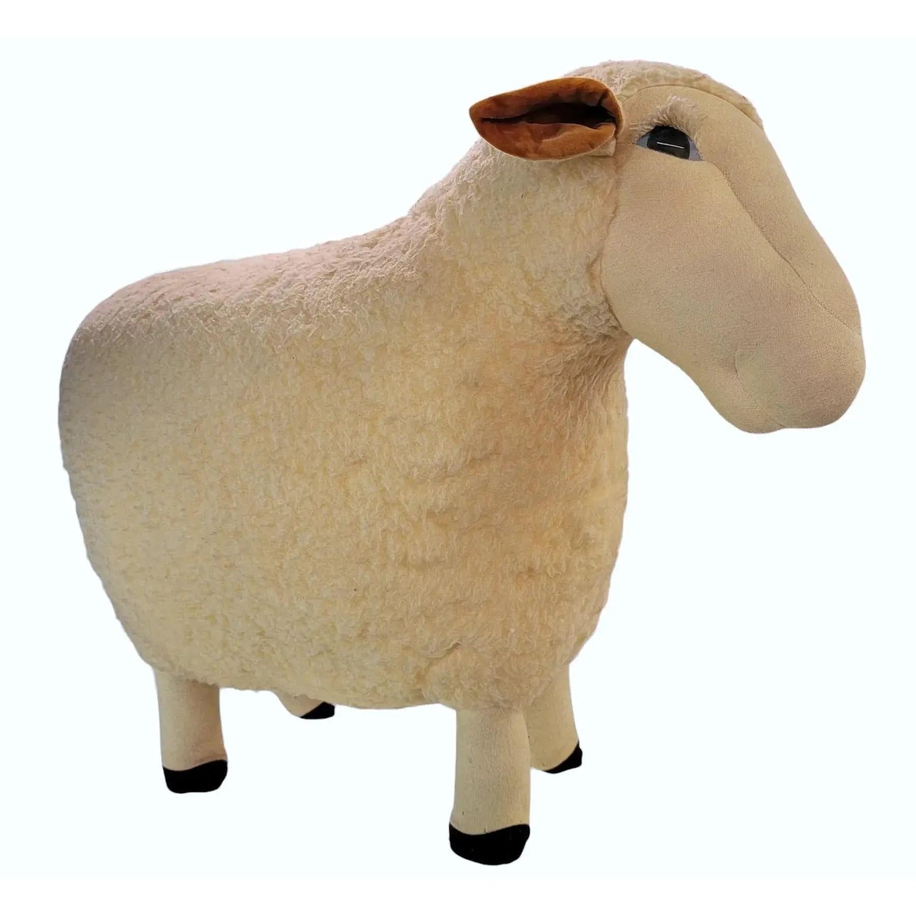 American 1980s Decorative Lamb Stool in Wool For Sale