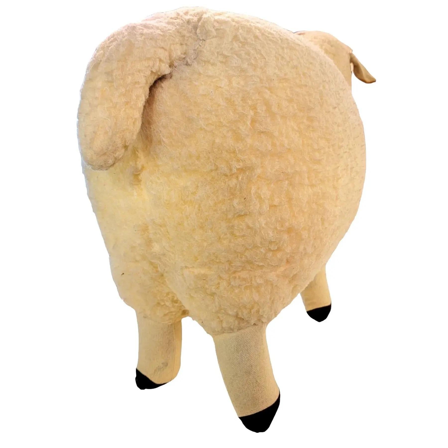 1980s Decorative Lamb Stool in Wool For Sale 1