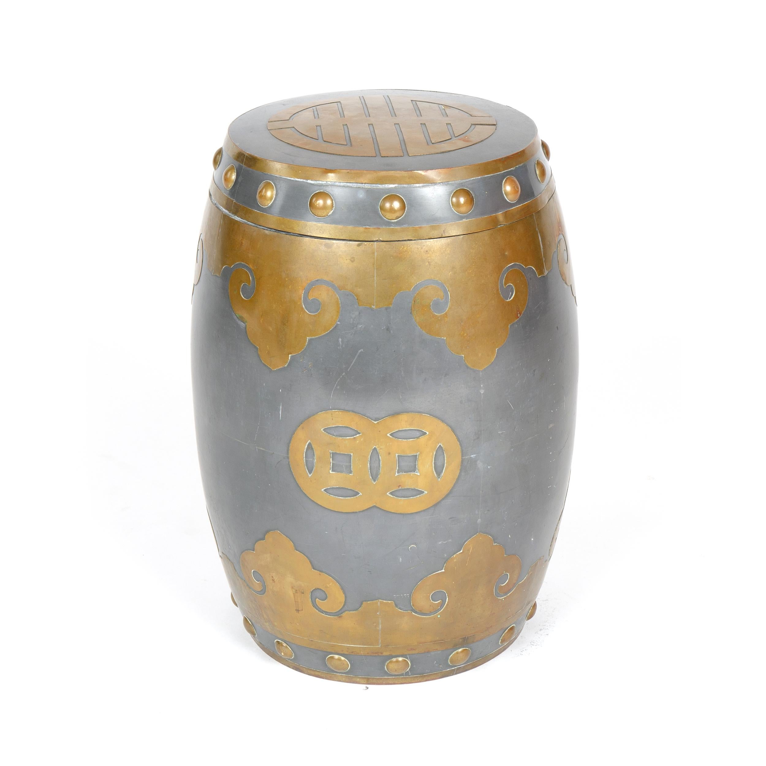 Asian 1980s Decorative Metal Container For Sale
