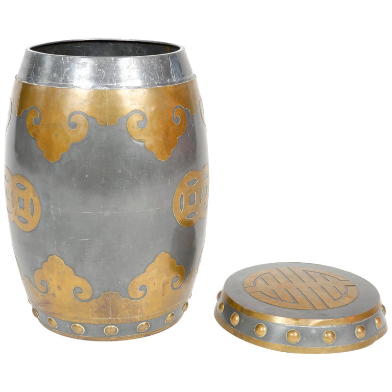 1980s Decorative Metal Container For Sale at 1stDibs
