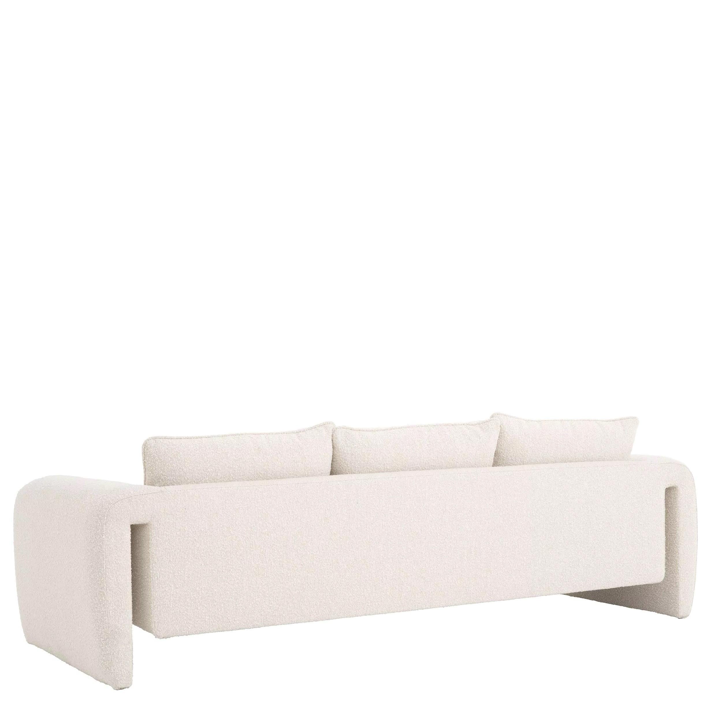 1980er Jahre Design Stil Beige Bouclé Stoff geschwungen und Grafik Sofa (Moderne) im Angebot