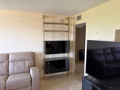 1980s Designer Wall Shelf, Black, Brass