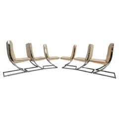 1980s DIA Vintage Milo Baughman Cantilever Z Dining Chairs Set Of 6
