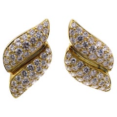 Clips d'oreilles en or 18 carats avec diamants des années 1980 
