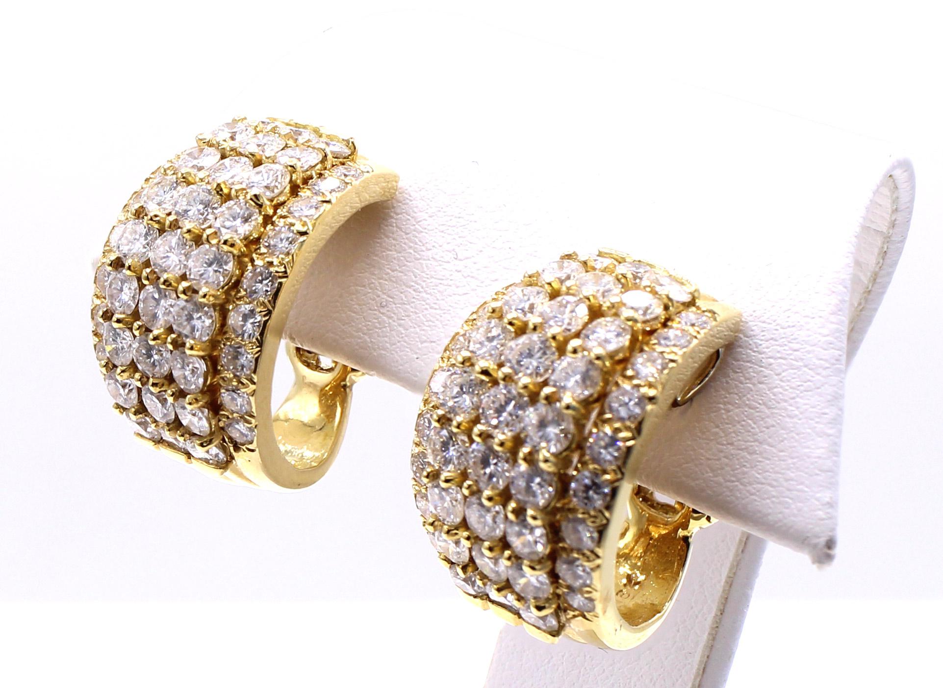 1980er Jahre Diamant Ohrclips aus 18 Karat Gelbgold (Rundschliff)