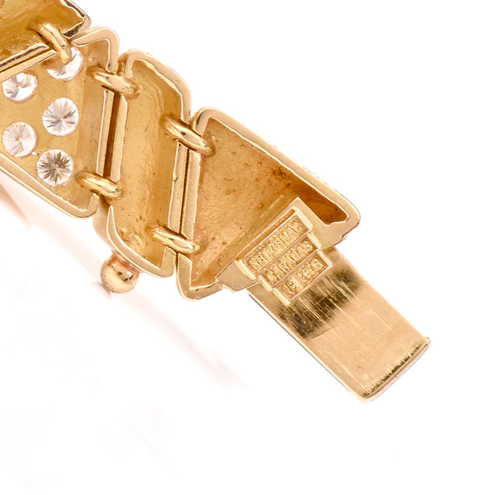 Women's 1980s Diamond 18 Karat Yellow Gold Line Bracelet