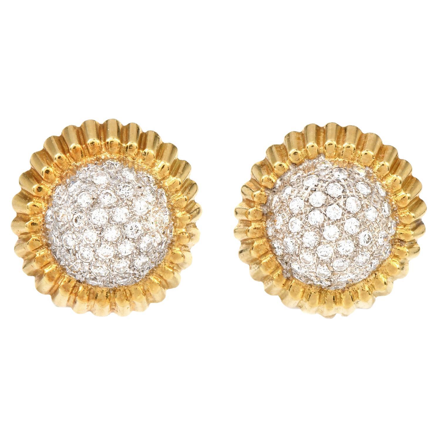 Asprey Yellow Gold Sunflower Earrings at 1stDibs