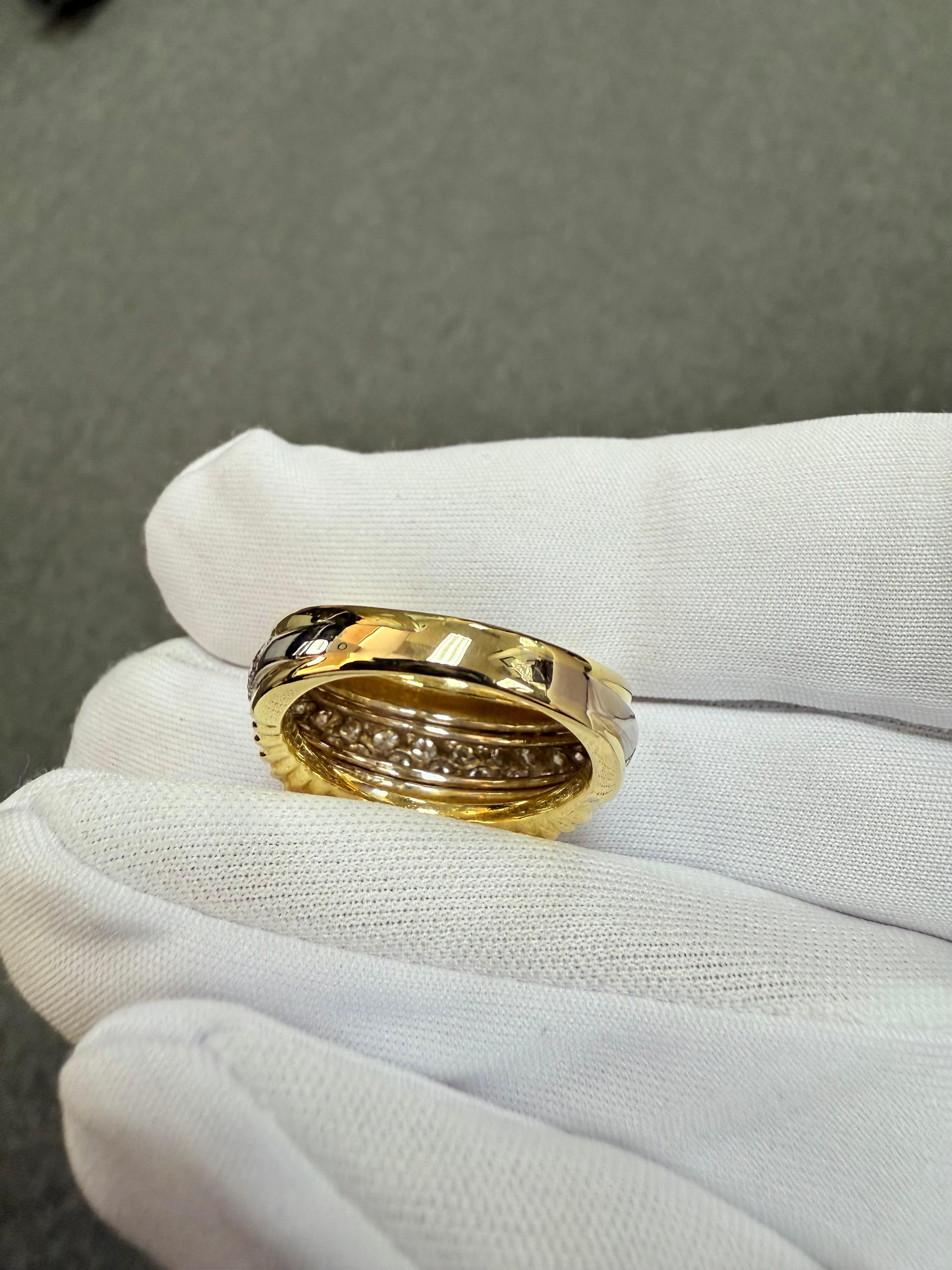 Anello a cupola con diamante 18 carati bicolore degli anni '80 in vendita 6