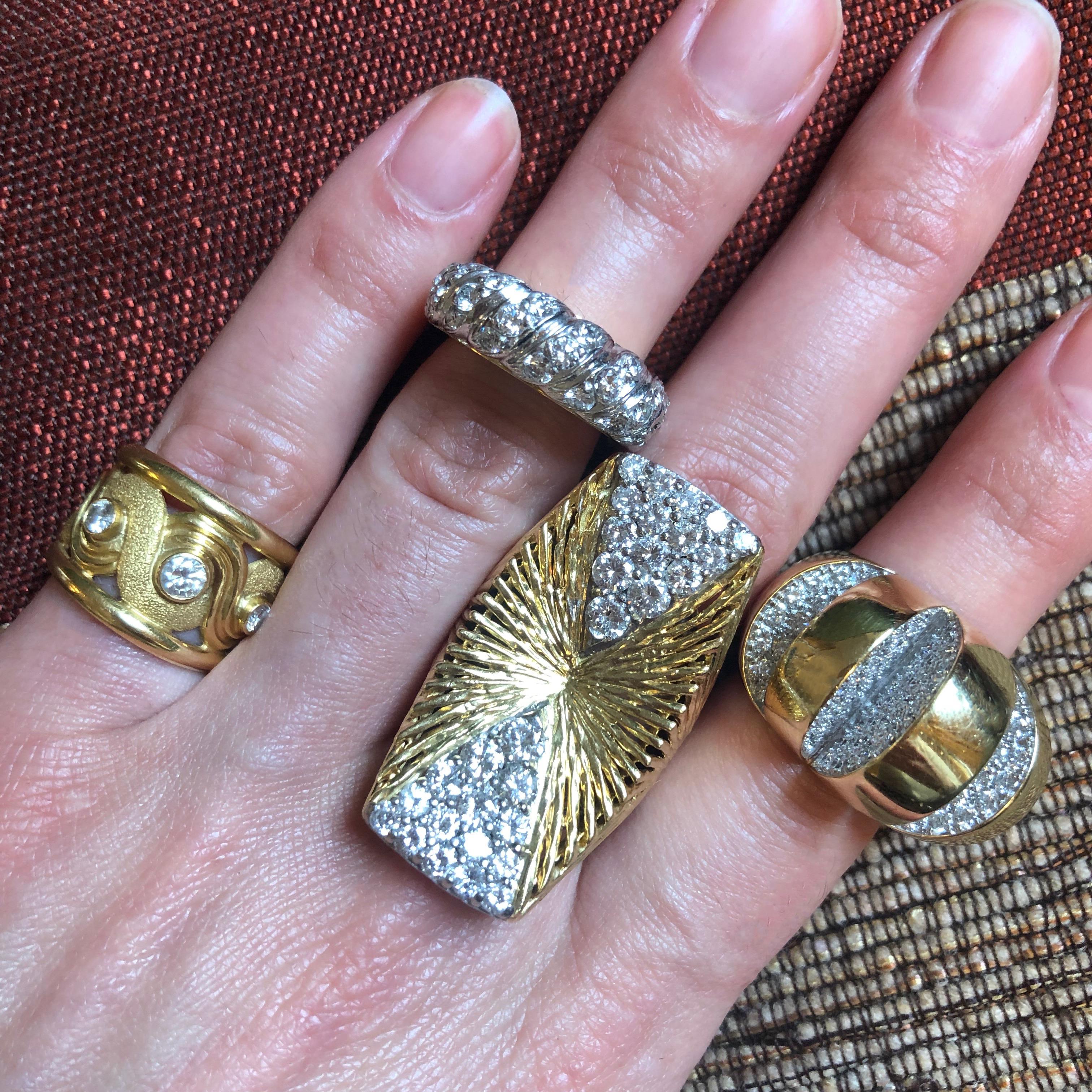 Brilliant Cut Diamond and Yellow Gold Cocktail Ring Circa 1980 For Sale