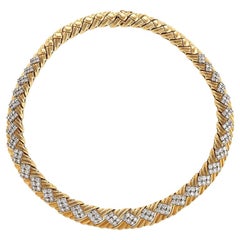 1980er Jahre Diamant- und Gold-Halskette